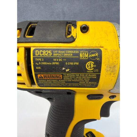Dewalt 1/4” Cordless Impact Driver 18v DC825 TOOL ONLY Tested - Picture 4 of 6